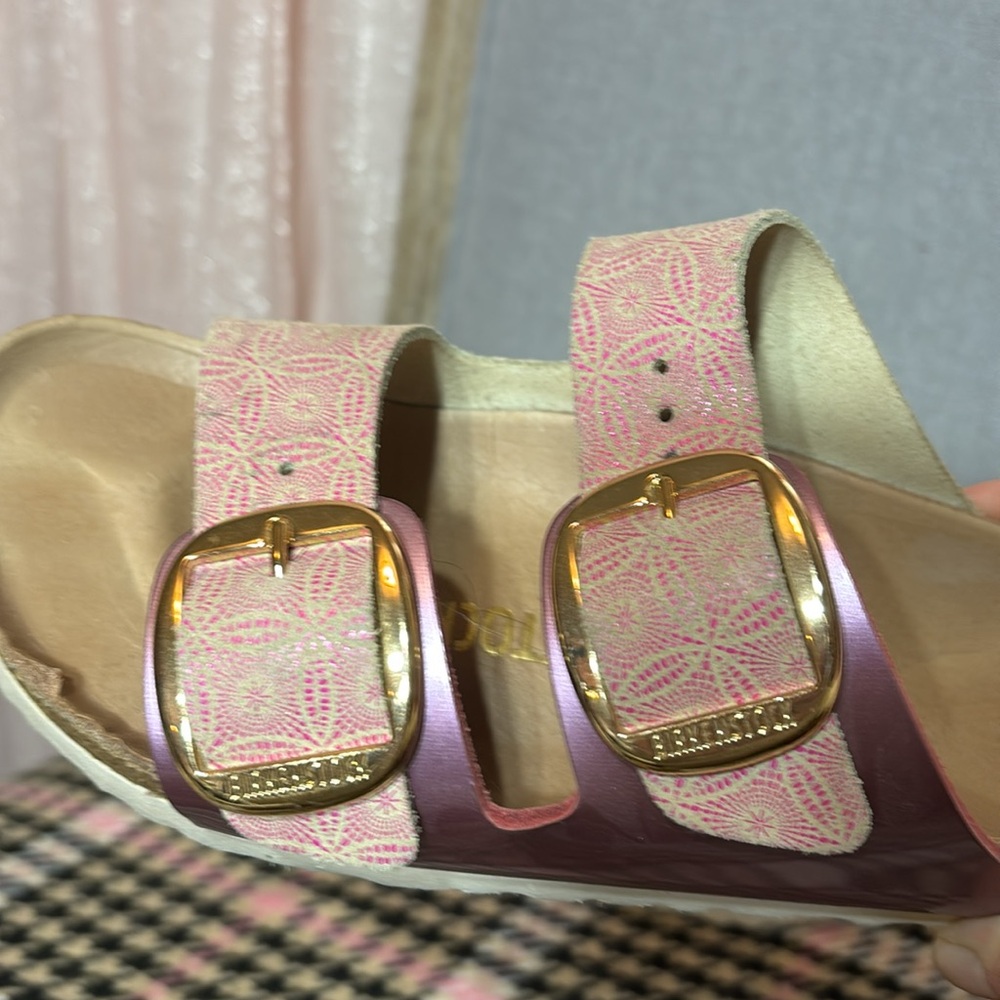 Birkenstock Pink and Gold Sandals - Picture 3 of 11